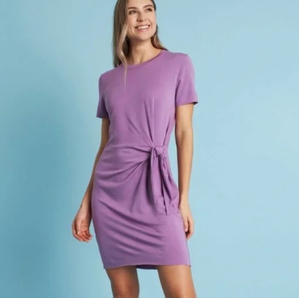 Kit And Ace Purple Brushed French Terry T-Shirt Dress NEW